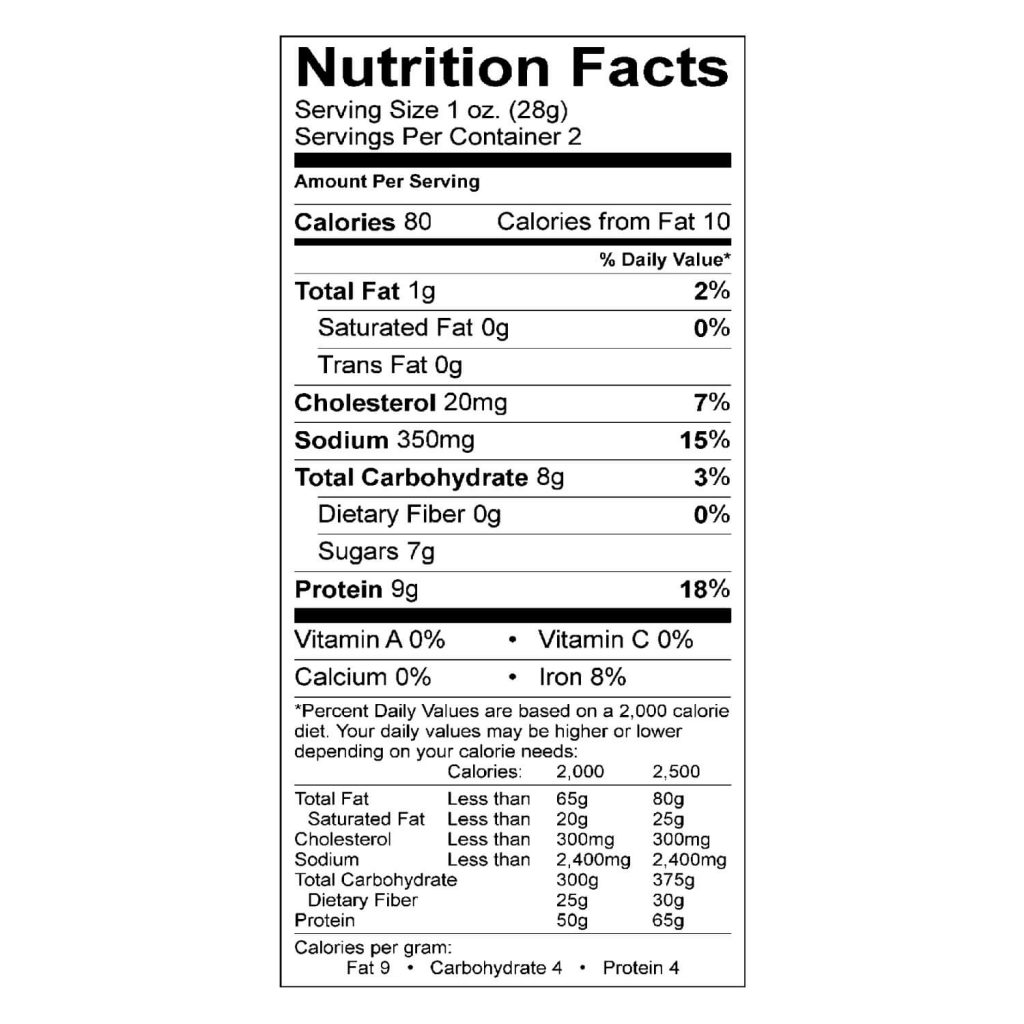 Lemon Peppered Brisket Jerky - Nutrition Facts